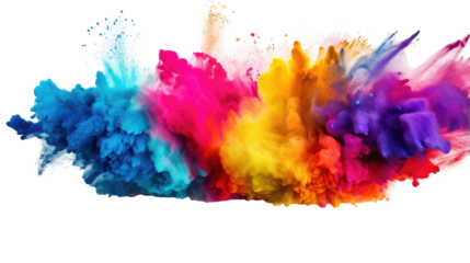 Rainbow Dust Powder Explosion on transparent Background


