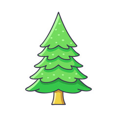 Cartoon christmas tree vector illustration evergreen pine tree holiday season decoration for design