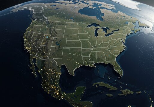 united states of america usa map flag in earth globe