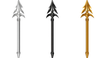 collection set of tridents in silver gold and black color on white background