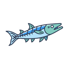 Illustration of barracuda fish marine wildlife ocean predator sea animal underwater nature life aquatic