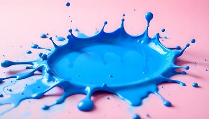 Close up view of blue paint splash isolated on pink