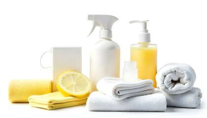 Cleaning items set isolated on a white background