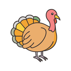 Turkey thanksgiving autumn fall holiday bird animal poultry farm cartoon illustration vector design
