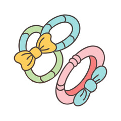 Cute baby girl hair accessories cartoon illustration pastel colors bows and loops for toddlers fashion