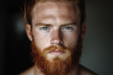 Obraz premium Men With Beard. Portrait of a Handsome Adult Man with Red Hair and Freckles