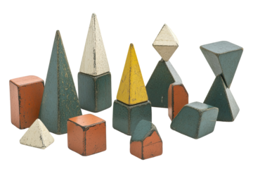 Colorful wooden geometric shapes