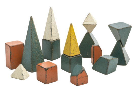 Colorful wooden geometric shapes