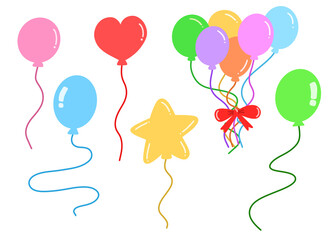 유치원 파티 풍선 드로잉 아이콘 세트(kindergarten party balloon drawing icon set)