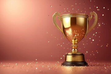 Golden trophy, confetti, victory, award, celebration