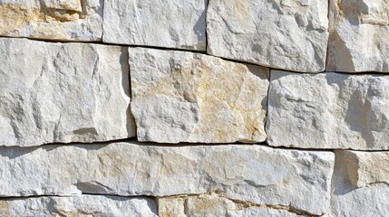 Fototapeta premium Close-up of a beige and white stone wall texture.