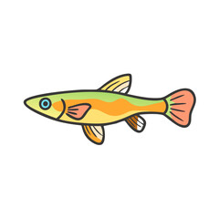 Illustration of a colorful minnow fish swimming in water for children's book or educational use