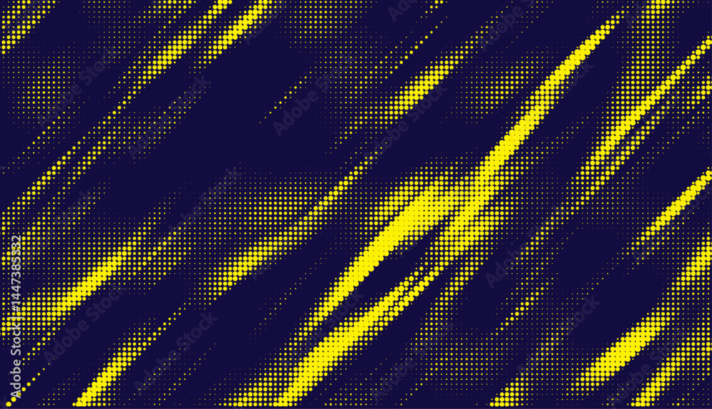 Poster Abstract background with yellow dots. Grunge halftone geometric background. Halftone triangular retro 80s pattern. Minimal style retro dynamic wallpaper.