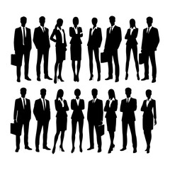 Black Silhouettes of Corporate Team – Vector Concept