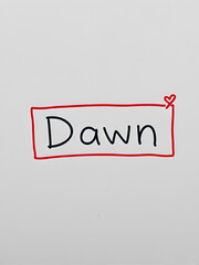 Red color inserted label with word drawdown on gray background