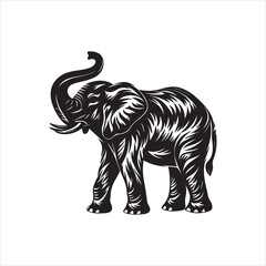 Obraz premium Black Elephant Silhouette on White Background