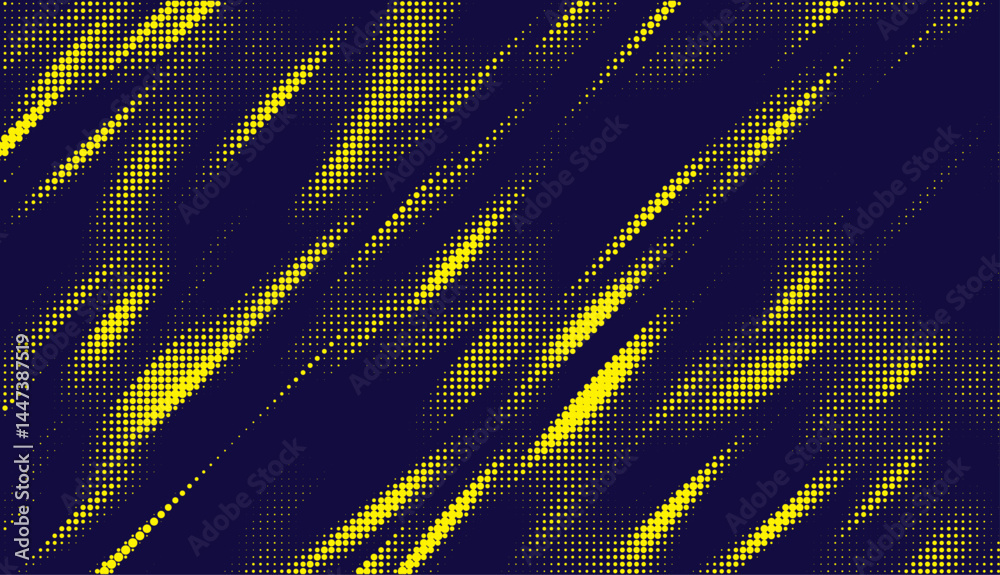 Poster Abstract background with yellow dots. Grunge halftone geometric background. Halftone triangular retro 80s pattern. Minimal style retro dynamic wallpaper.