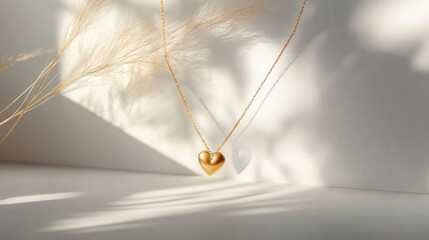 Gold heart pendant necklace