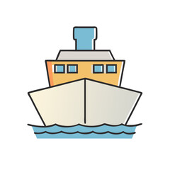 Illustration of a cruise ship liner boat sailing on the ocean for travel and tourism design