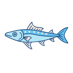 Illustration of a barracuda fish swimming in the sea with fins and tail marine wildlife animal