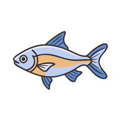 Isolated neon tetra fish vector illustration for aquarium fish species identification and care guide