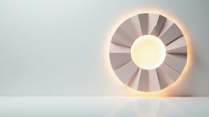 Illuminated Circular Fixture on a Pale Wall in a Minimalist Interior Setting
