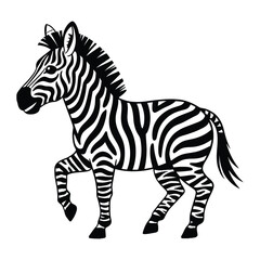 Obraz premium Zebra Stripes Doodle funny, Silhouette, Vector, Icon, Logo, White Background.