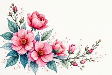 Delicate watercolor floral design, continuous print, art, print, bloom