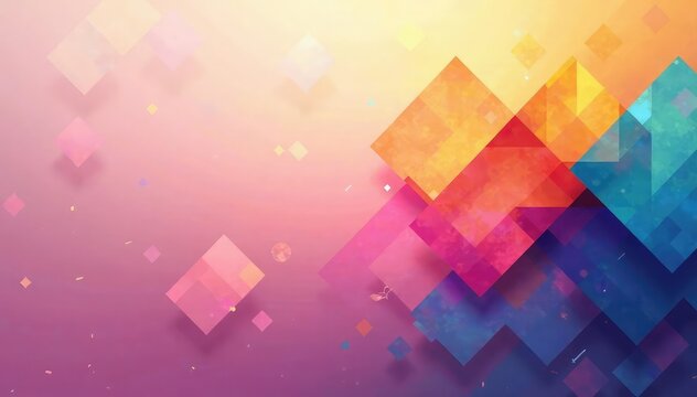 Subtle repeating motif of overlapping triangles and squares in muted tones, texture, wallpaper