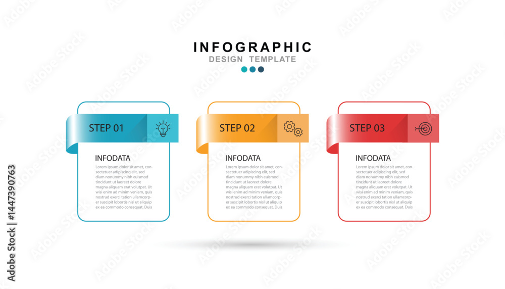 Aufkleber infographic 3 options design elements for your business data. vector illustration