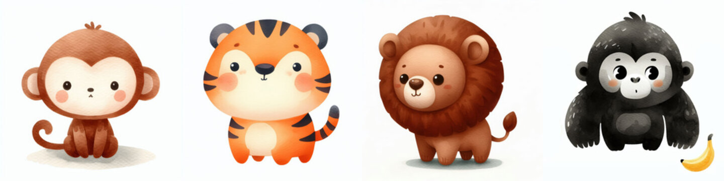 Colecci&oacute;n de animales estilo minimalista. animales de la selva