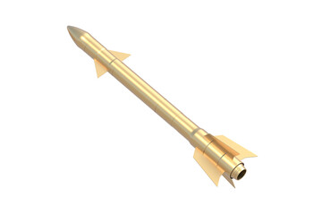 Golden cruise missile isolated on white background. 3d render