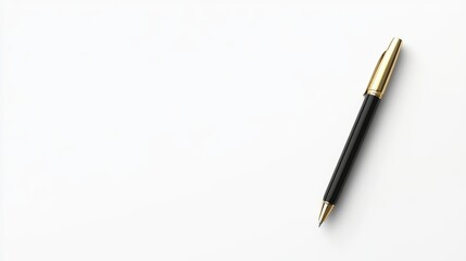 Black pen with gold accents on white background.