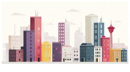 Fototapeta premium Colorful City Skyline Art