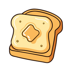 Delicious breakfast toast with butter illustration food toast bread breakfast baked goods yummy meal snack
