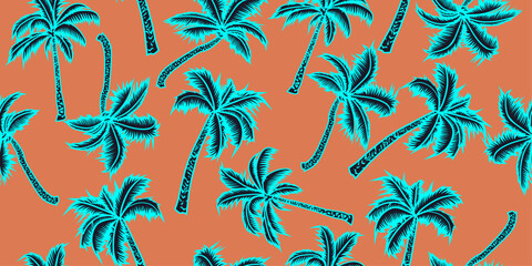 seamless background with palm trees © aike