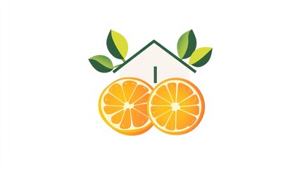 Fresh citrus fruit logo with a house-like design, suggesting healthy living and citrus products