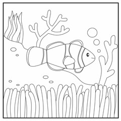 Clownfish coloring page for kids, perfect for early childhood marine-themed activities and creativity.