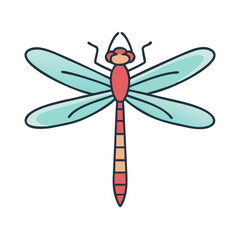 Illustration of dragonfly insect with wings and body for nature and wildlife design project