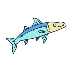 Illustration of a barracuda fish ocean sea wildlife aquatic animal swimming marine life drawing art