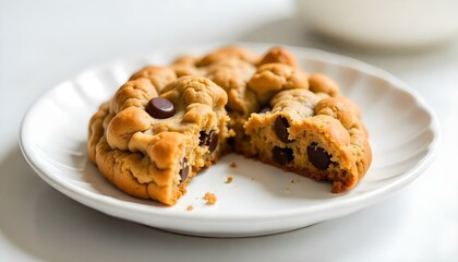 Oatmeal chip cookie isolated on white background