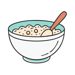 A bowl of oatmeal breakfast cereal porridge with spoon healthy food nutrition diet meal morning