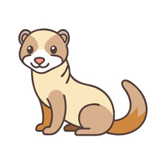 Illustration of cute ferret pet animal mammal cartoon drawing fur face tail vector art design graphic