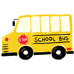 cute yellow school bus department vehicles cars community transportation crayon kids hand drawn doodle watercolour illustration clipart png cutout transparent sticker nursery © doodlyanddeva