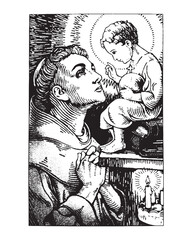 Saint Anthony with Child Jesus vector catholic religious Illustration