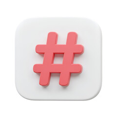 Obraz premium A light pink hashtag symbol on a white square button