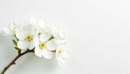 Delicate white blossoms on pure white backdrop, subtle, flowers