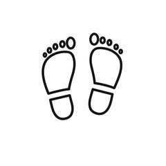 Vector icon of human legs (traces, imprint) on a white isolated background.
