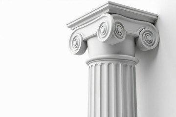 Obraz premium Elegant Roman column detail against pure white backdrop, style, backdrop, elegant