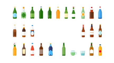 Collection of Colorful Drink Bottles and Beverage Containers